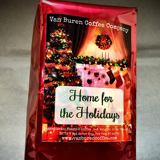 red package of coffee called home for the holidays